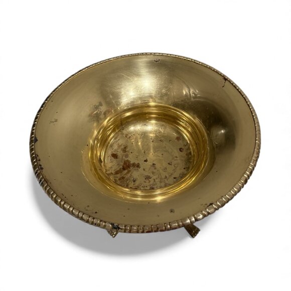 Vintage Ornate Brass Pedestal Bowl with Claw Feet and Faces - Picture 6 of 17